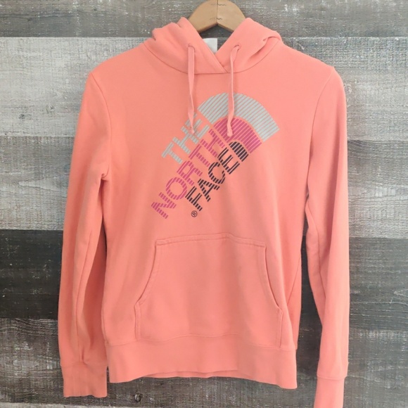 The North Face Tops - Peach North Face logo hoodie sweatshirt